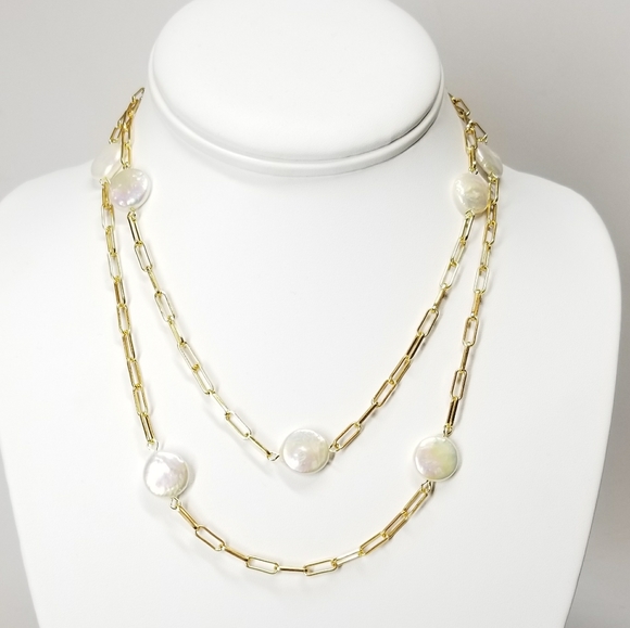 Natural Pearls Paper Clip Mask Holder Necklace NEW - Picture 3 of 10